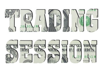 Trading session. American dollar banknotes. Money texture. Isolated on white background