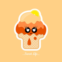 Sweet Life. Ice Cream. Vector Illustration. 