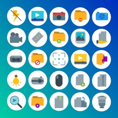 Fototapeta premium Modern Simple Set of folder, video, photos, files Vector flat Icons. Contains such Icons as data, download, sign, folder, concept and more on gradient background. Fully Editable. Pixel Perfect