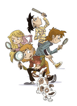 Ni&ntilde;os investigando con una lupa