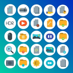 Fototapeta premium Modern Simple Set of folder, video, photos, files Vector flat Icons. Contains such Icons as landscape, database, black, folder, time and more on gradient background. Fully Editable. Pixel Perfect