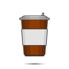 Figure paper cup for coffee with a plastic lid and place under any inscription. Vector illustration on white background.