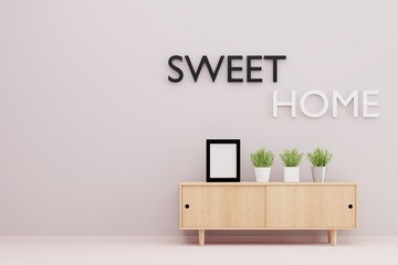 medern living room with furniture have a sweet home word on the wall.