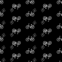 Bicycle seamless pattern on black background for textile, fabric, wrapping paper