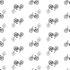 Bicycle with balloon seamless pattern on white background for textile, fabric, wrapping paper