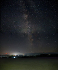 The Milky Way is Visible in the Night Sky of Ueda, Nara Prefecture of Japan in Summer
