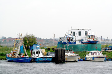 Fishing boats and nets and rigging