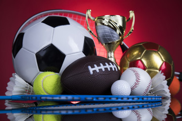 Trophy for champion, sport background