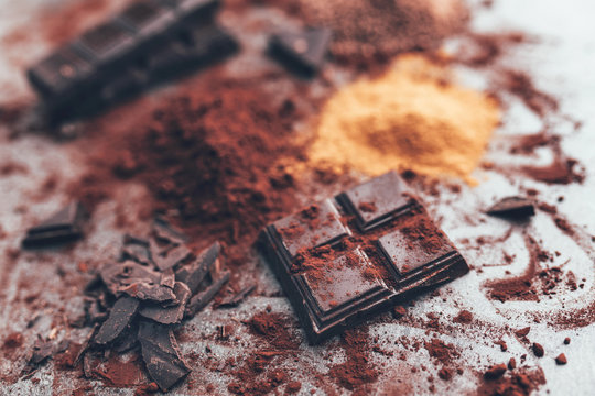 Dark chocolate with cocoa porwder