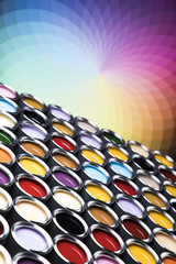Colorful paint cans set