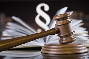 Justice concept, Court gavel,Law theme, mirror reflection background