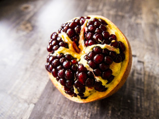 cut fresh pomegranate