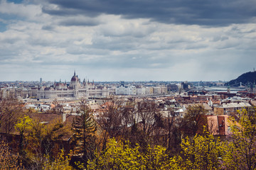 Beautiful Budapest. View from a Hill on a Budapest city downtown