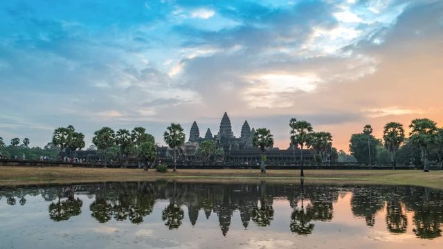 Angkor Wat temple sunrise timelapse, Siem Reap, Cambodia 4K Time lapse