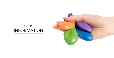 Rubber air balloons for celebreting decoration in hand pattern isolated