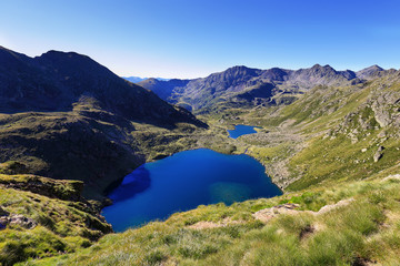 Tristaina high mountain lakes in Pyrenees. Andorra.