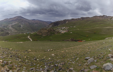 Jek Village in the mountains in spring