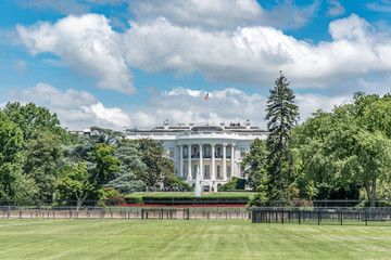 White House in Summer viewed from South Lawn (Washington DC)(Landscape Orientation)