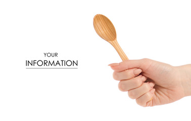 Wooden small spoon in hand pattern