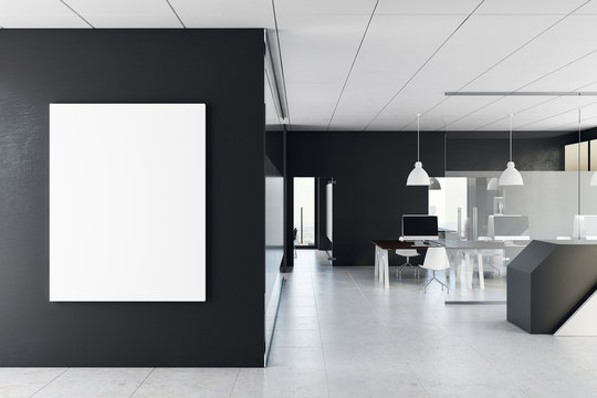 Modern office with empty wall