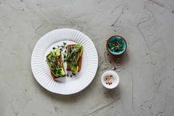 Avocado toasts on plate