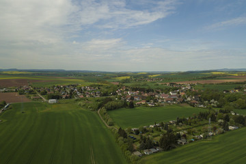 Fototapeta na wymiar The village Hesserode in the Südharz region from above / Thuringia, Germany