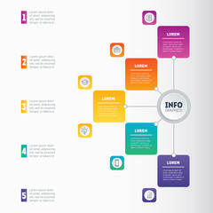 Business presentation or infographic with 5 options. Annual report. Example of a chart, mindmap or diagram with 5 steps. Vector infographics or mind map of technology or education process.
