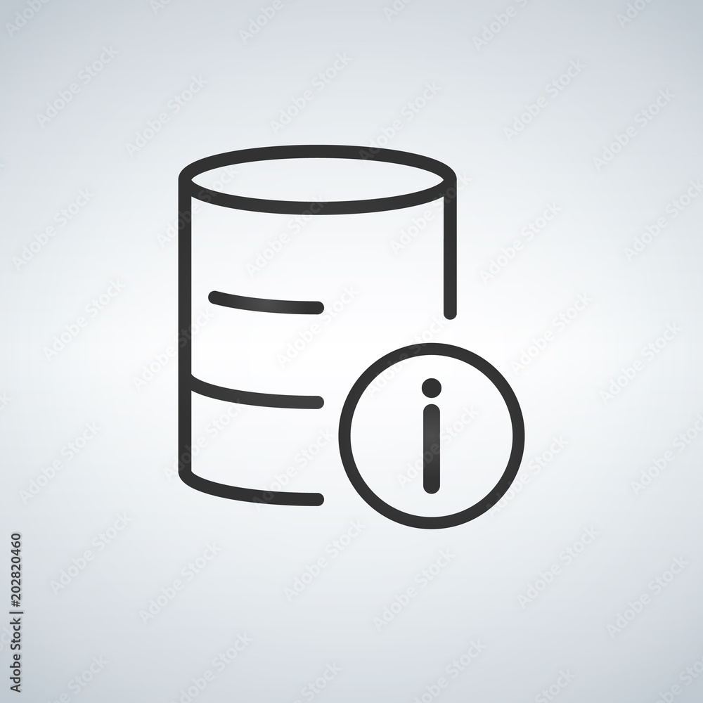 Poster linear database, server isolated flat web mobile icon with info icon. vector illustration isolated o
