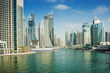 Fototapeta na wymiar High rise buildings in Dubai Marina
