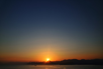 Scenic sunset on the mountain coast