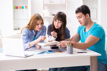 Team of designers discussing new interior project