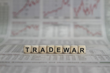 trade war word on business newspaper
