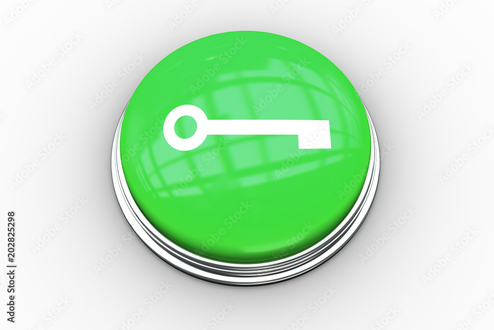 Poster key graphic on digitally generated green push button