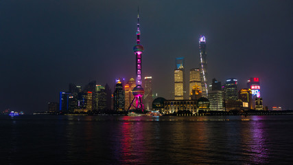 bund - shanghai skyline at night
