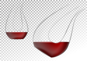 Vector illustration in photorealistic style. The image of a realistic glass transparent decanter for wine on a transparent background. Object to enrich the saturation of wine with oxygen. Serving wine