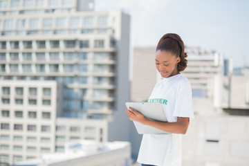 Focused volunteer holding clipboard