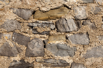 Stone wall. Ancient stonework. The texture of the stone.