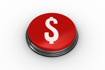 Composite image of dollar sign on digitally generated red push button