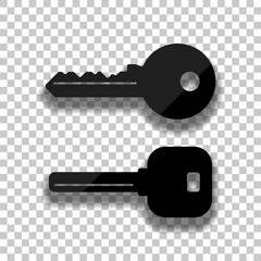 keys icons set. Black glass icon with soft shadow on transparent background
