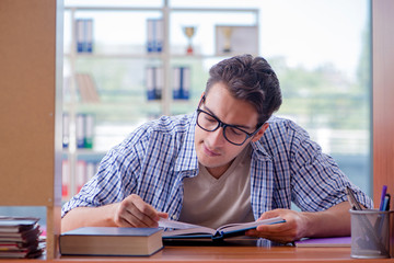 Student studying at home preparing for exam