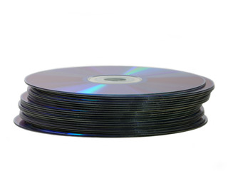 Stack of Blank DVD Discs Set Against a Solid White Background