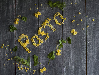 Calligraphy from food (pasta)