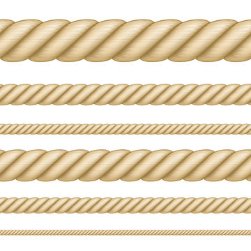 Set of seamless ropes of different thickness