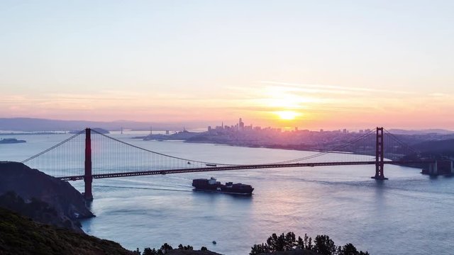 San Francisco Golden Gate Bridge Sunrise Timelapse
