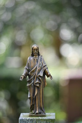 Weathered sculpture of Jesus Christ 