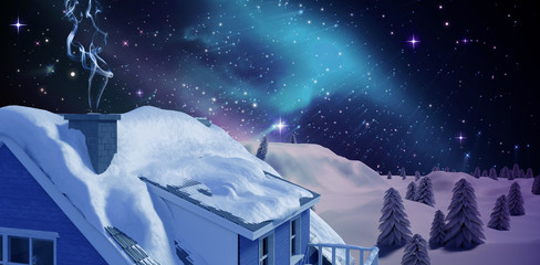 Blue smoke against illuminated igloo on snow field