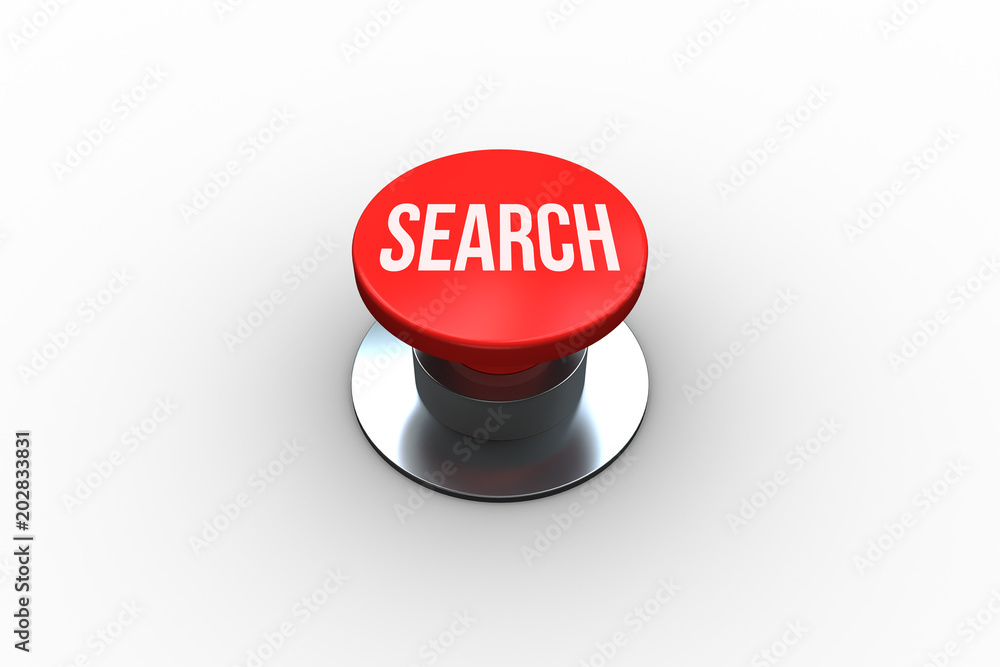 Poster the word search on digitally generated red push button