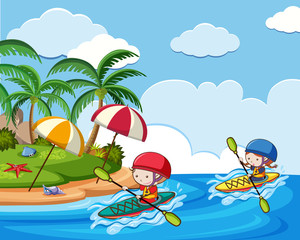 Obraz na płótnie Canvas Kayaking Holiday at the Beach