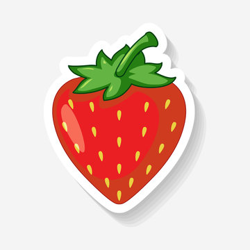 Strawberry Sticker On White Background