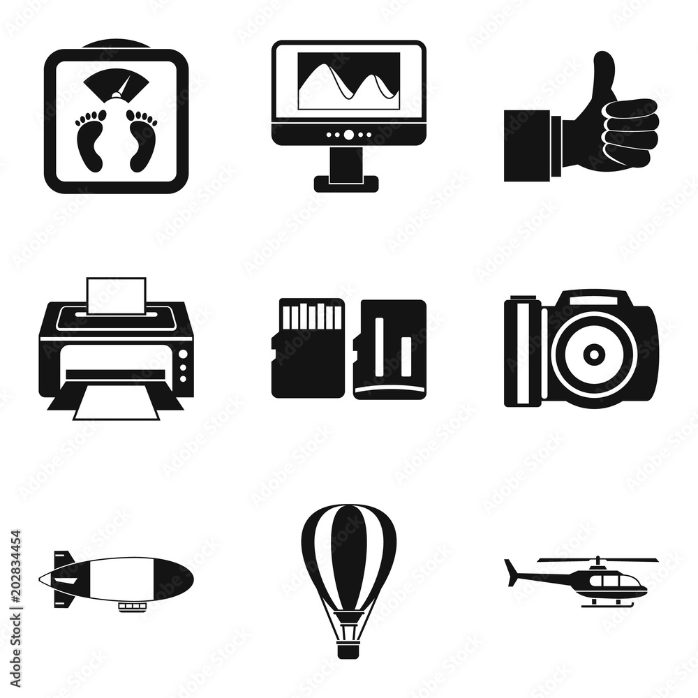 Poster radio positioning icons set. simple set of 9 radio positioning vector icons for web isolated on whit